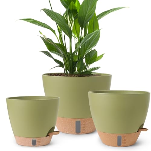 WEICHENGXING Self Watering Pots for Indoor Plants, 3 Pack 12/10/8