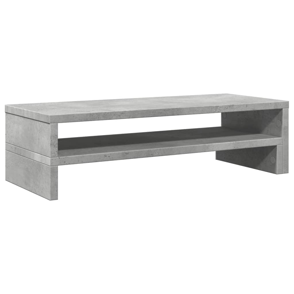 Supporto per monitor in legno grigio cemento, 54 x 22 x 15 cm, organizer da scrivania per computer portatile, postazione di lavoro, home office e gaming, portata 25 kg