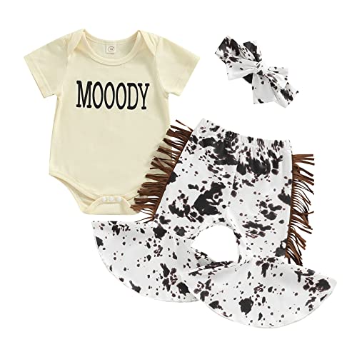 Image of Engofs Newborn Baby Girl Clothes Short Sleeve Romper Flare Pants Headband Set 3Pcs Infant Summer Outfit 0 3 6 12 18 Months