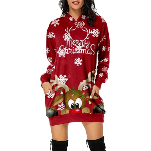 Pull rock and roll femme pull moche de noel 3d rouge grande taille chaud en laine