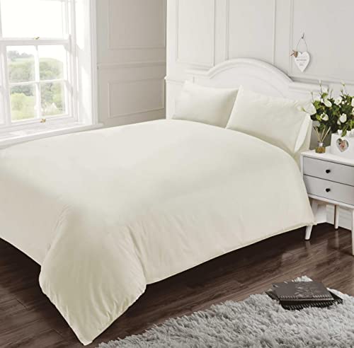 Homespace Direct 400 Thread Count 100% Egyptian Combed Cotton Duvet Cover Set Cream Single, Single Duvet Cover Set