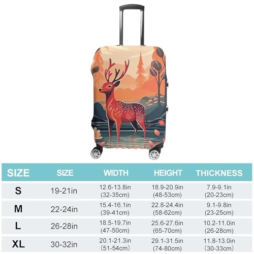 Deer And Flowers Printed Luggage Cover Protector, Fits 18-32 Inch Luggage2