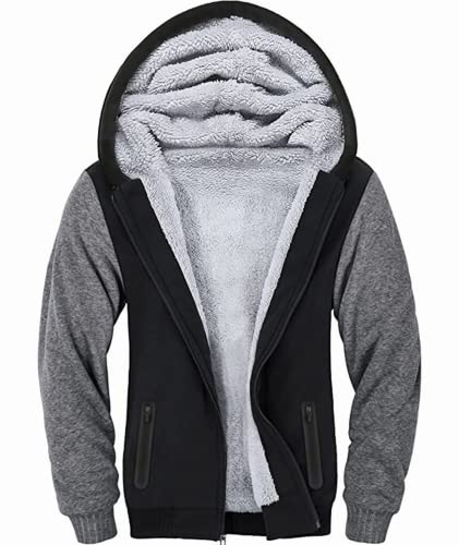 SwissWell Sweatjacke Herren mit Kapuze Zip Hoodie Gefüttert Fleecejacke Winter Outdoor Kapuzenjacke Pullover Schwarz XL Cover