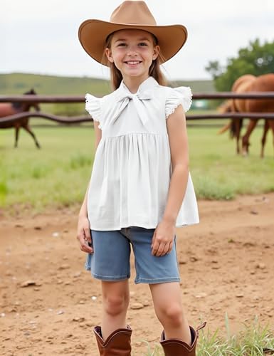 Girls Ruffled Sleeveless Blouse Princess Floral Print T-Shirt Kids Summer Top Cute Fall Layer Tee for 3-12Y2