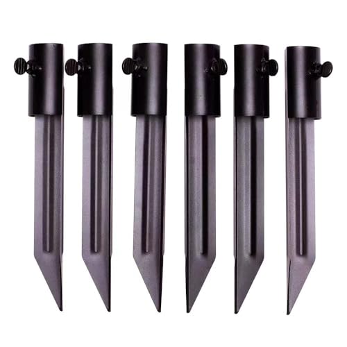 Outdoor Light Stakes for Tiki Torch Stand 10 3/4 Stakes for Outdoor Lights Metal Ground Spike Replacement Stakes for Flags Solar Lights & Live Flame Torches Metal Inground Umbrella Holder 6 Pack