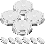 Toyvian 10 Stück Teiliges Edelstahl Glasdeckel mit Strohhalmloch Luftdicht Verschließbare Vorratsgläser Deckel Auslaufsicher für Getränke Einmachglas Küchenaufbewahrung Robust und
