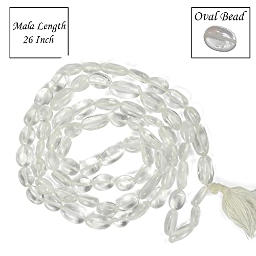 Image of Natural Oval Crystal Beads Mala Necklace Collection for Men & Women, Reiki Energized Gemstone Jewellery for Meditation, Mindful Living, Spiritual Decor & Everyday Fashion Styling