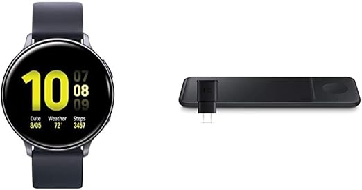 Amazon.com: Samsung Galaxy Watch Active 2 (44mm, GPS, Bluetooth) Smart  Watch, Aqua Black (US Version) with Samsung Electronics Wireless Charger  Trio : Electronics