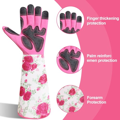 DLY Gardening-Gloves-for-Women, Breathable and Comfortable Long-Leather-Garden-Gloves - Image 2