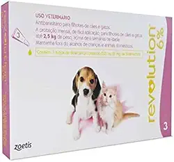 Antipulgas E Carrapatos Zoetis Revolution 6 Para Cães E Gatos Até 2,5 Kg - 3 Ampolas De 0,25 Ml