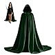 Snyvpra Grüner Samt Umhang Mit Kapuze 185cm, Halloween Kostüm Damen, Halloween Kostüm Damen, Hexen Kostüm Damen, Herr Der Ringe Kostüm, Elfen Kostüm, Ghostface Kostüm, Für Karneval Halloween Cosplay