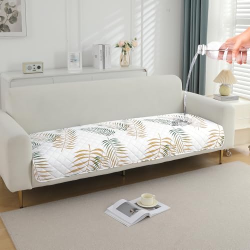Image of HOKIPO Polyester Printed Waterproof + Anti-Slip + Quick Dry Sofa Seat Mats, Palm Leaves Forest Green - Length 60cm (AR-5229-P3)