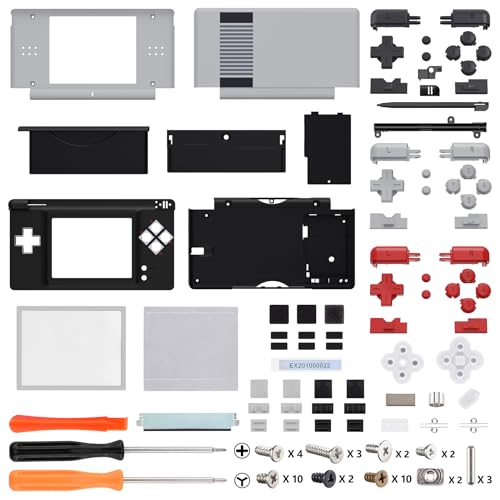 Image of eXtremeRate Classic NES Style Replacement Full Housing Shell for Nintendo DS Lite, Custom Handheld Console Case Cover with Buttons, Screen Lens for Nintendo DS Lite NDSL - Console Without