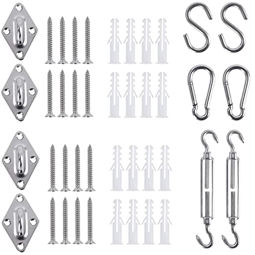 42 Pièces Kit de Fixation pour Voile d'Ombrage, Kit Accessoires pour Voile D'ombrage en Acier Inoxydable 304, Kit de Montage pour Voile d'ombrage, Antirouille Cover