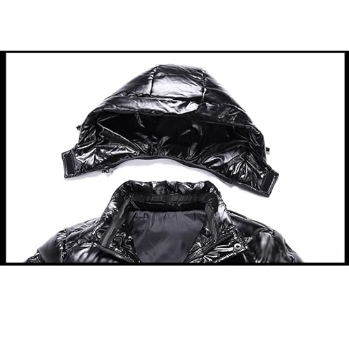 JEsilunmaMY Mens Thermal Shiny Hooded Puffer Jackets Winter Coats Water-Resistant Down Coats Insulated Puffy Padded Coat