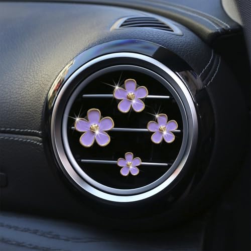 Image of 4 Pieces Daisy Flower Air Vent Clip Car Air Freshener Charm Colorful Car Interior Accessories for Girls Women（Purple）