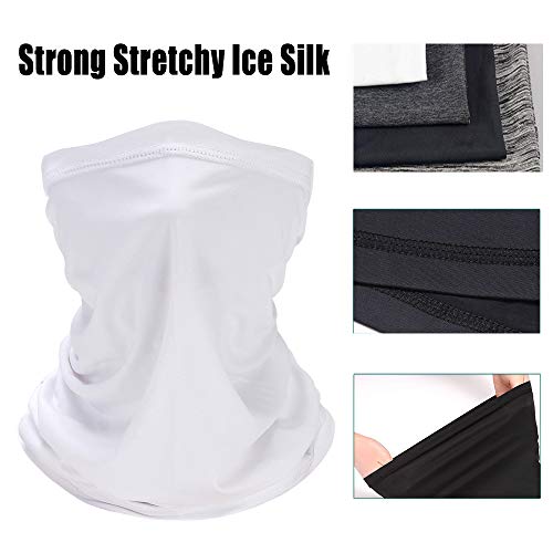 6 Pieces Summer Face Cover Scarf Mens Uv Protection Neck Gaiter Face Breathable Bandana Sun Protection Cycling Running (Grey) (White-6) #TOP2