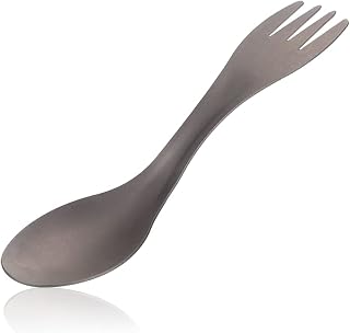 2 in 1 Camping Spork, Camping Spoon Fork Knife Combo, Outdoor Portable Titanium Alloy Backpacking Spoon Fork Combo for Picnic Camping Traveling, Reusable