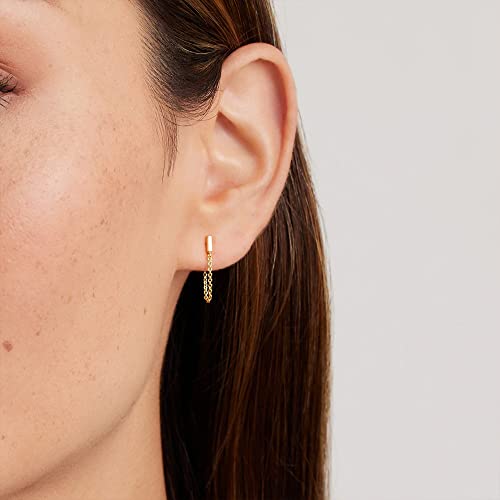 Gorjana Women's Tatum Chain Huggies, 18K Gold Plated, Bar Stud Huggie Earrings W/Chain Dangle #TOP3