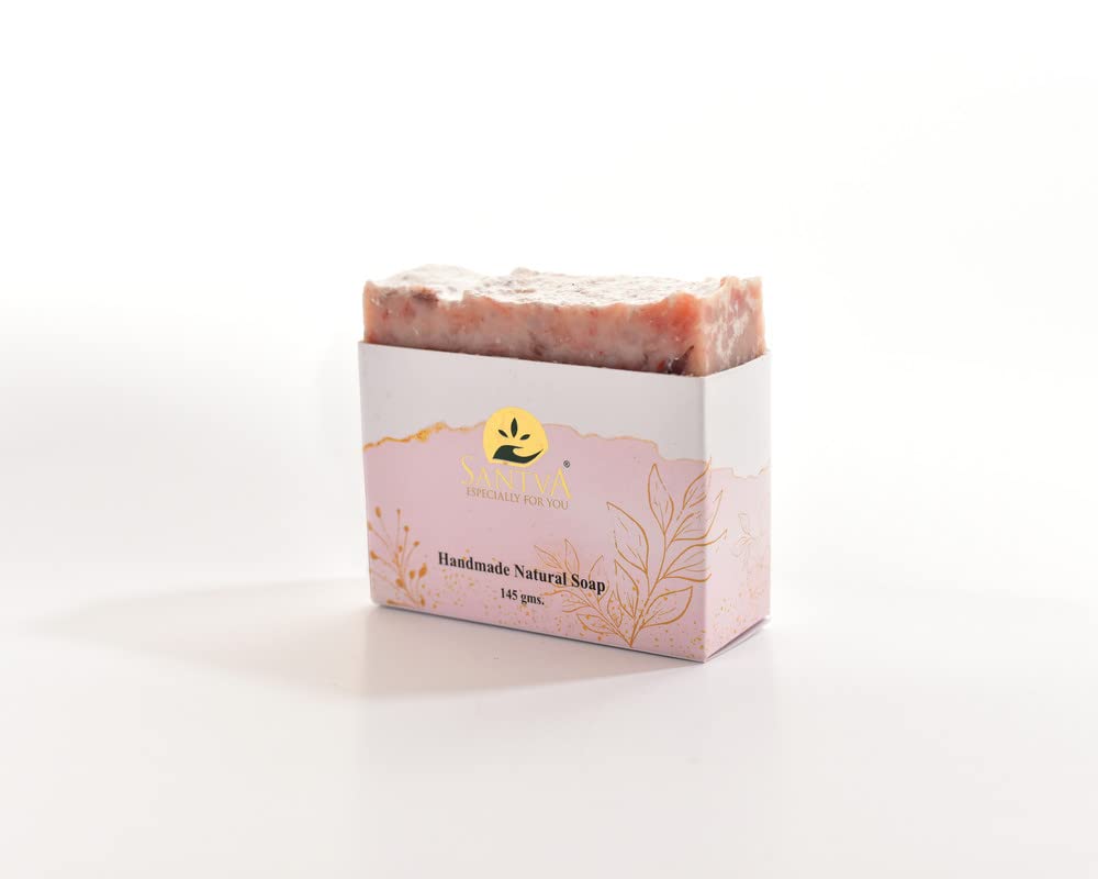 Santva Rosewood Handmade Soap for Men (100 Grams, Pack Of 1) All-Natural Bar Soap, Moisturizing & Brightening. Suitable for Hand, Face & Body - Cold Processed Soap
