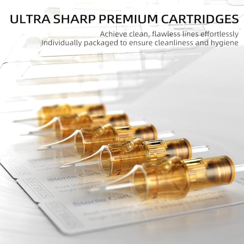 Image of 50Pcs 10RL Assorted Tattoo Needles #10 Bugpin 10Pcs each of 3RL, 5RL, 7RL, 9RL, 11RL Round Liner Mixed Size Disposable Tattoo Cartridge Needle Pro Sterilization and Safety for Tattoo Pen
