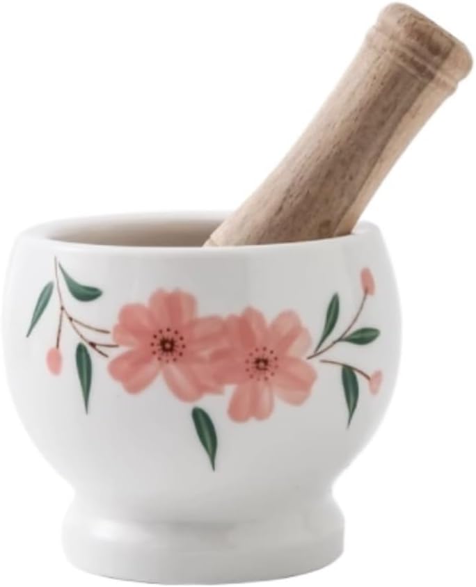Mortar Pestle Set Ceramic Garlic Pounder Stone Mortar Household Manual Crusher Grinder Pestle Set Kitchen Grinder