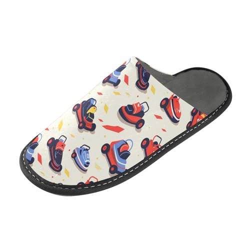Running Kart Cute Fuzzy Slippers Soft Home Bedroom Slippers for Women Men House Shoes