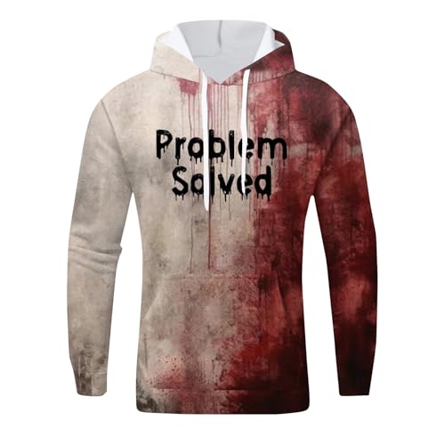 Problem Solved Bloody Hoodie Horror Im Fine Bloody Sweatshirt Funny Gifts Graphic Halloween Hoodies For Men2