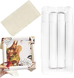 XAVSWRDE Embroidery Clip Frame Plastic Square Frame Universal Cross Stitch Frame Sewing Hoop Handhold Embroidery Snap Frame Hoop with Monk Cloth, Cross Stitch Needles for Quilting Needlepoint (8"x8")