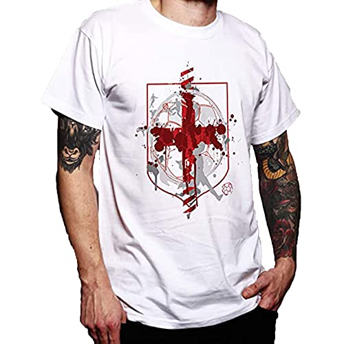 Mens Halloween Tee Shirts Blood Cross Graphic Tops Casual Crew Neck Tops Festival Funny Designs Fashion Short Sleeve White