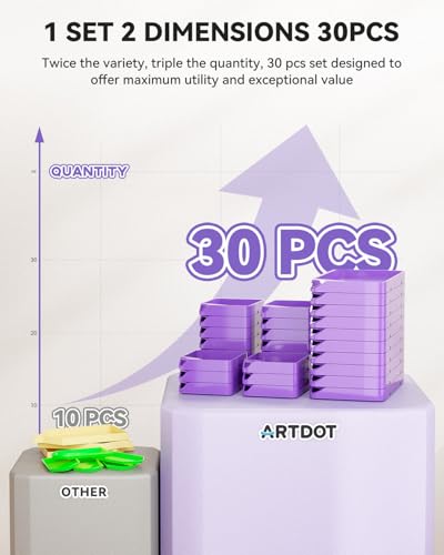 Image of ARTDOT 30-Piece Stackable Tray Set Diamond Art Kits for Adults, Interlocking Diamond Painting Accessories and Tools(Purple)