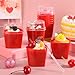 Sliner 12 Pack 5 oz Valentine's Day Heart Shaped Dessert Cups with Lids and Spoons Plastic Dessert Container Heart Shaped Bowls Disposable Parfait Pudding Shooter for Valentine Wedding Party (Red)