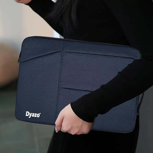 Image of Dyazo 15-15.6 Inch Laptop Sleeve Bag with Three Front Pocket | Water Resistant & Shockproof Protective Cover with Charger Pouch | Compatible for Dell, HP, MacBook, Lenovo, Asus, Acer & More (Blue)