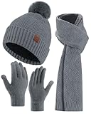 Coubeau Gorro Invierno Mujer - Cálido Moda Conjunto Bufanda y Gorro y Guantes Mujer Bufanda y Guantes Set