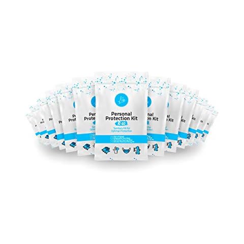 pH Advantage Personal Protection Kit TO GO, Sanitary Kit for Optimal Protection, Includes 1 Each of Face Covering, Gloves, Cleansing Wipes & Sanitizing Gel, 10 - Pack Cover