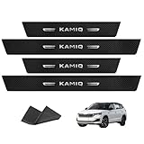 Auto Einstiegsleisten Schutz für Skoda Kamiq 2019-2025, Türschweller Lackschutzfolie Aufkleber, Kohlefaser Leiste Tür Schritt Platte Abdeckung, Anti-Scratch Styling Tuning Zubehör 4 Stück