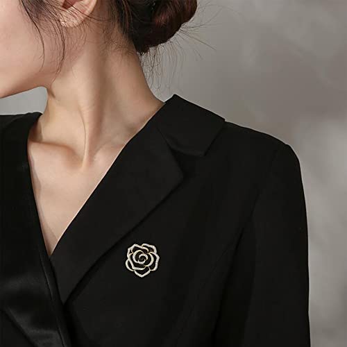 Image of Women Camellia Flower Pearl Enamel Brooch Pins for Ladies Jewelry Fashion
