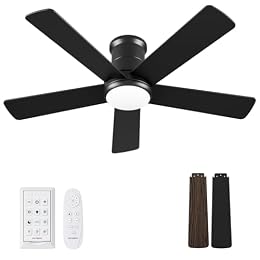 Autoday 42 Inch Ceiling Fans with Lights and Remote, Flush Mount