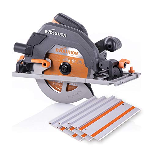Evolution Power Tools Circular Saw | Track Saw Kit | 7-1/4" Multi-Material Cutting Blade | 3-Piece 40-Inch Track | Cut Wood, Plastic, Metal & More | 0-45˚ Bevel Tilt | Adjustable Depth | R185CCSX by Evolution Power Tools - Used condition - CA$160.13