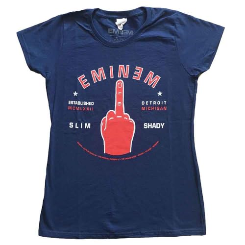 Rock Off officially licensed products Eminem Detroit Finger Junior Top Medium Navy