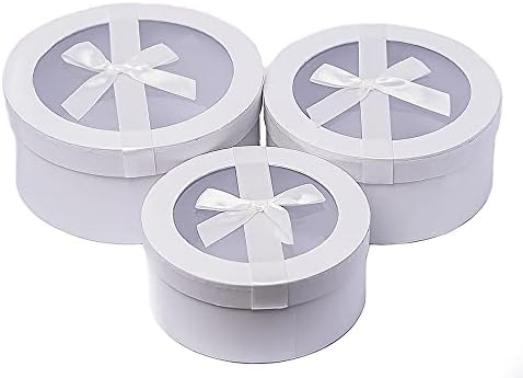 Home Garden Ornaments Luxury White Gift Box with Lid 22/20/18cm Set of 3 Gift Boxes with Lids and Decorative Ribbon - Christmas Gift Boxes for Presents Cardboard Gift Boxes (Luxury White)