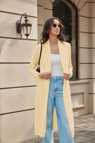 Image of GRACE KARIN Essential Solid Open Front Maxi Long Knitted Cardigan Sweater for Women
