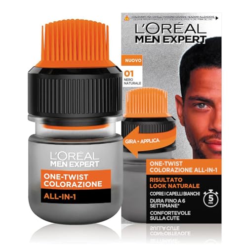 L’Oreal Paris Men Expert One Twist Mess Free Permanent Hair Color, Mens Hair Dye to Cover Grays,...
