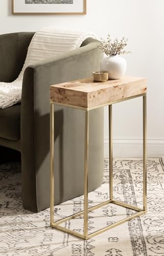 image for Kate and Laurel Karlsen Modern Wood and Metal Burlwood Narrow Side Tab
