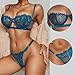 HOTSO Women Sexy Lingerie Set 2 Piece Open Half Cup Underwire Bra and Strappy Thong Sheer Mesh Babydoll Eyelash Lace Bikini (Lake Blue, S)