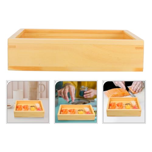 Bandeja japonesa de sushi y sashimi rectangular de madera miniatura 7