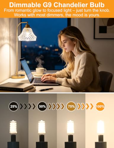 Image of BAOMING 24-Pk G9 LED 4W, 4000K Cool White, Dimmable Ceramic Base Bulb | G9 LED 40W Equiv 450LM Smooth Dimming Flicker-Free Ceramic Base Chandelier & Sconce