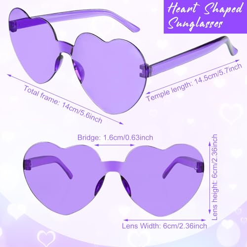 14 Pack Heart Shaped Sunglasses for Women Rimless Heart Glasses Bulk Mardi Gras Candy Color Sunglasses for Party2