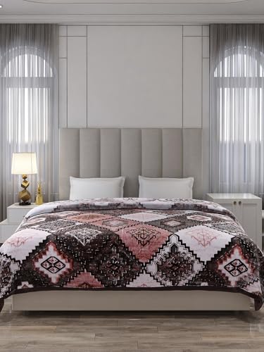 Image of Monte Carlo Unisex Denny PVC Double Bed No Reversible 1 Ply 600 GSM | 3 KG Heavy Winter Blanket (160 X 220) (220 X 240) (Grey White)