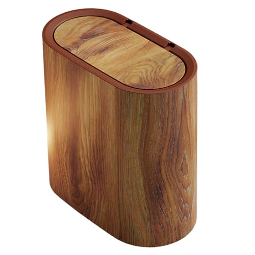 Poubelle de salle de bain étroite plastique grain de bois cuisine